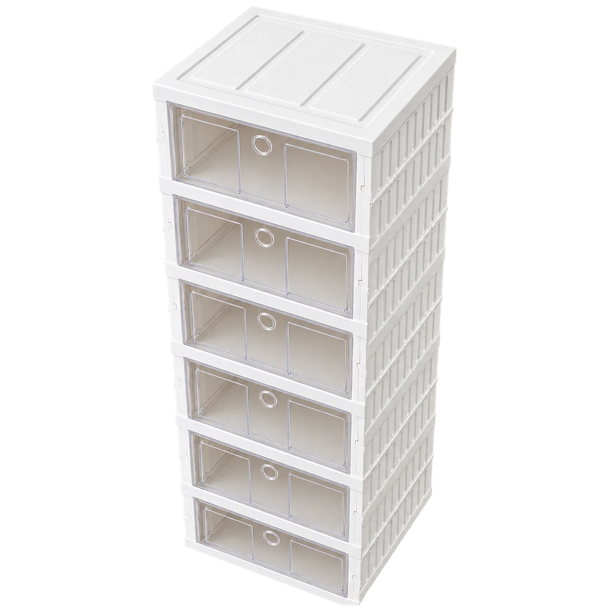 6-Tier Clear Plastic Storage Organizer Tower with Drawers