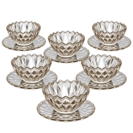 Crystal Glass Dessert Bowl Set - 6 Pcs