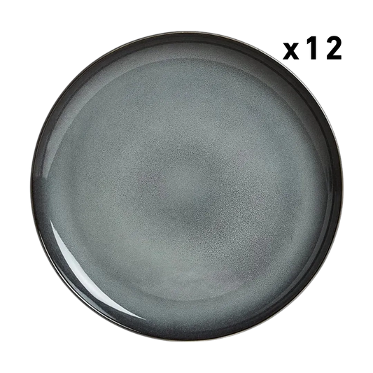 Dosthoff Blue Reactive Glaze Ceramic Side Flat Plate Pack Of 12Pcs - 2 Sizes