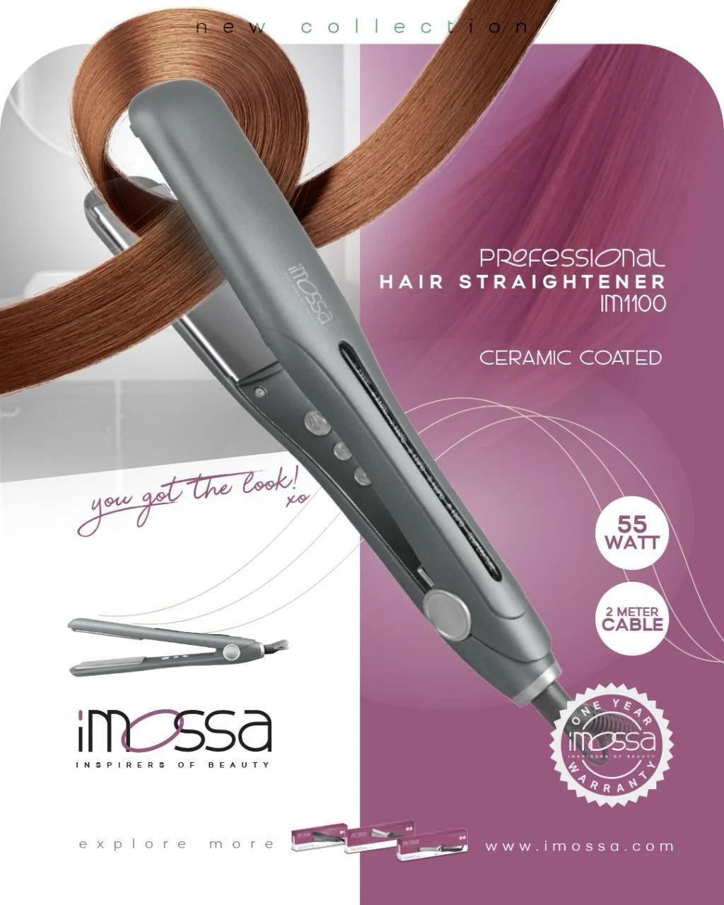 IMOSSA Hair Straightener Ceramic Coating - 55W