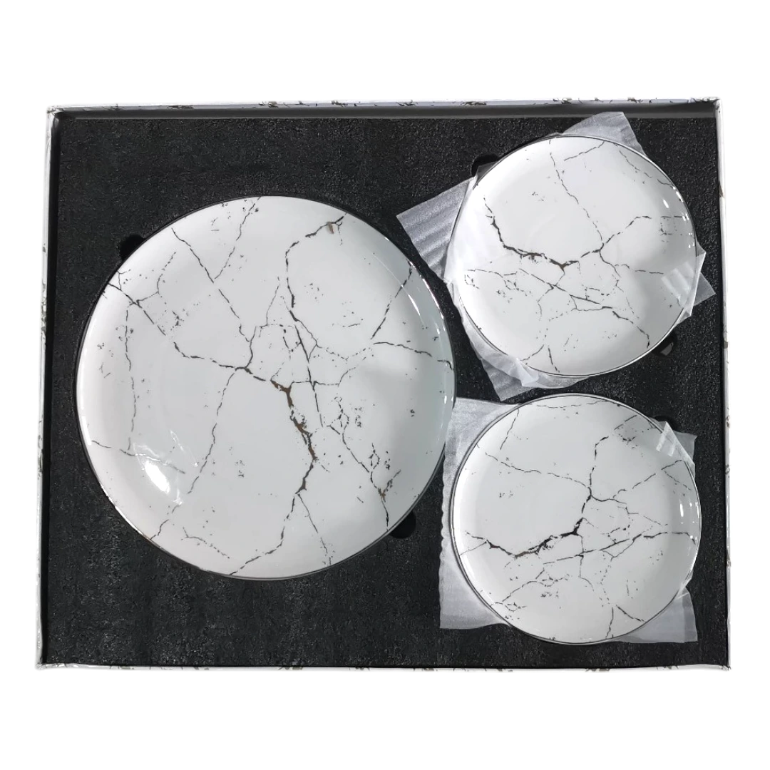 Momaz Marble Ceramic Plate Set 7 Pieces