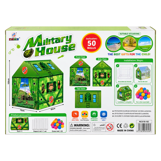 Military House Play Tent with 50 Balls