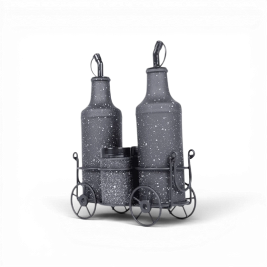 Momaz Glass Bottle Set – 4 Pieces – Oil & Spice Dispenser