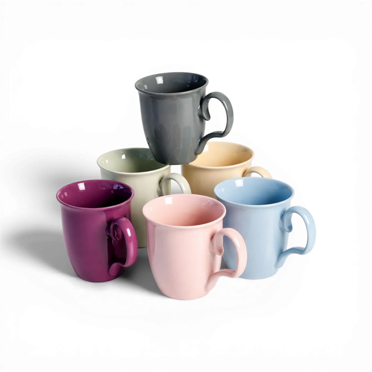 Phoenix Mug Set – 6 Pieces – Pastel Handle Design