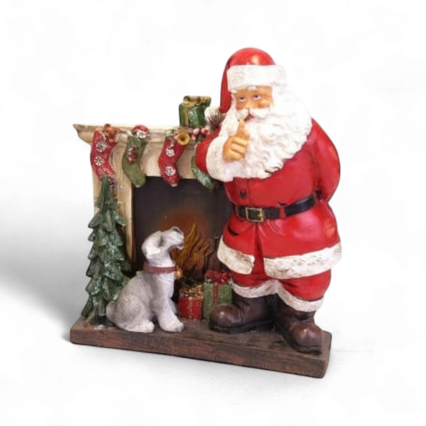 Santa Claus with Fireplace Figurine