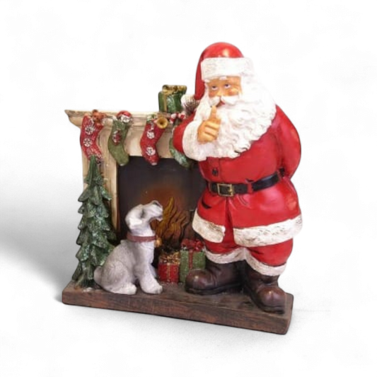 Santa Claus with Fireplace Figurine