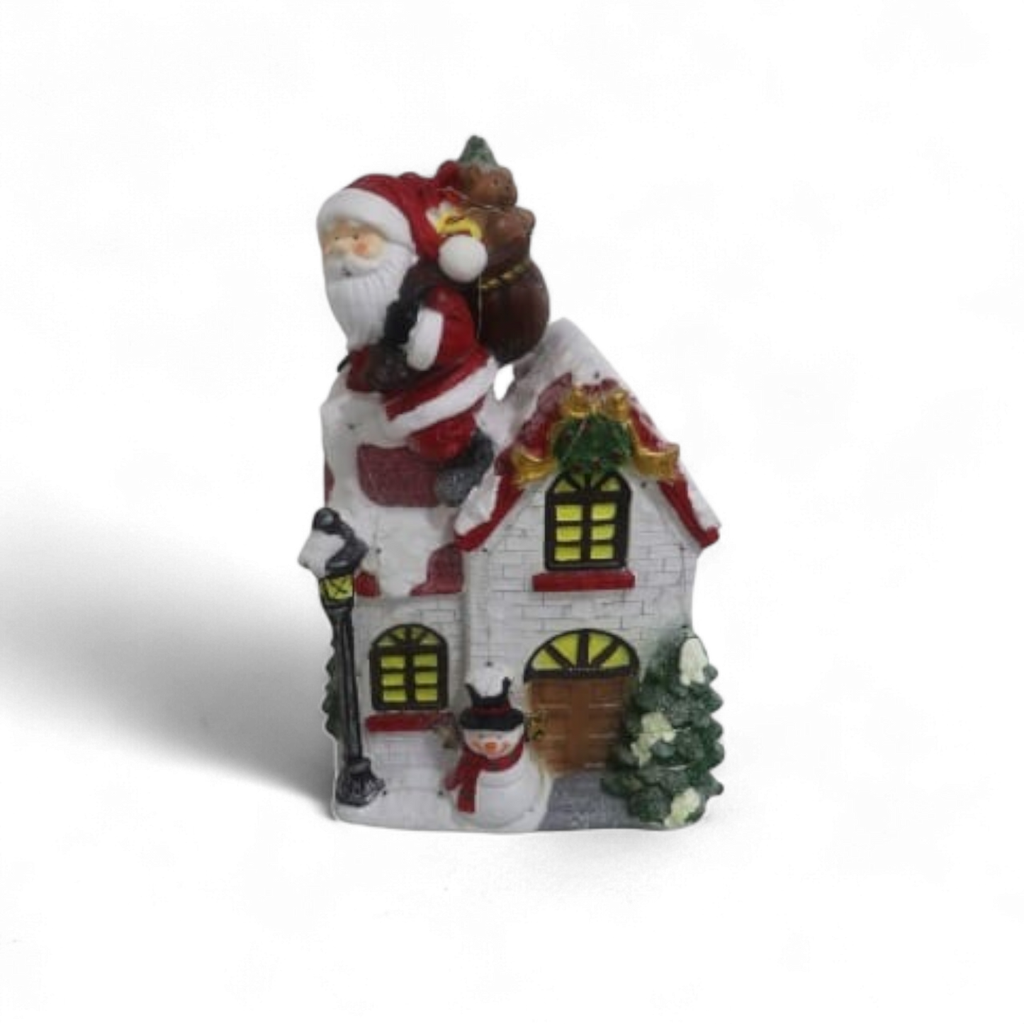 Santa Claus on House Christmas Figurine
