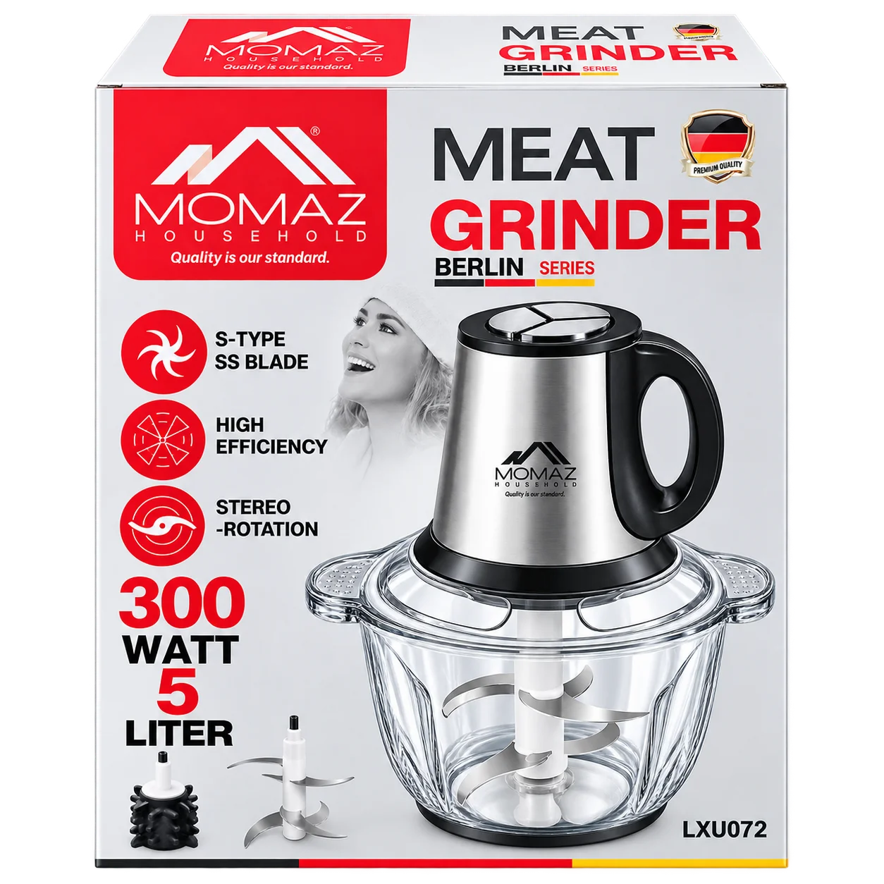 Momaz Household Glass Electric Meat Grinder & Food Chopper – Berlin Series
