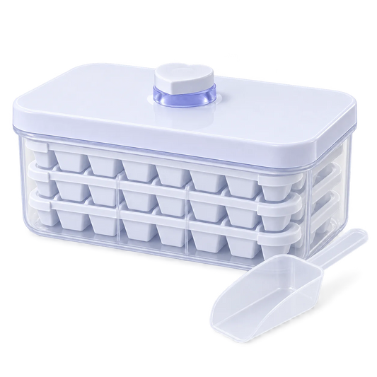 Press-Type Easy-Release Ice Cube Tray with Storage Bin & Scoop Set