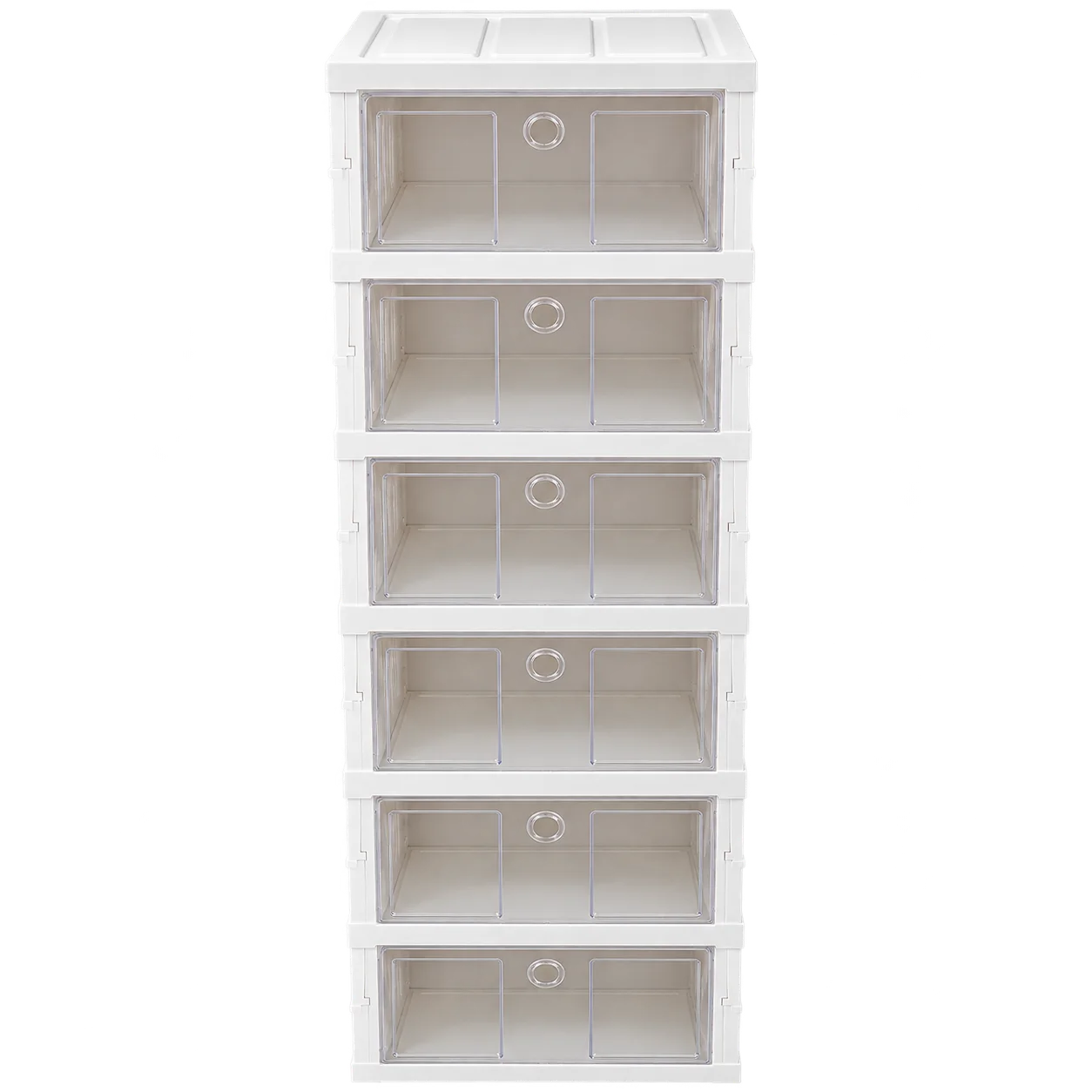 6-Tier Clear Plastic Storage Organizer Tower with Drawers