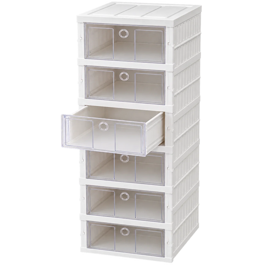 6-Tier Clear Plastic Storage Organizer Tower with Drawers