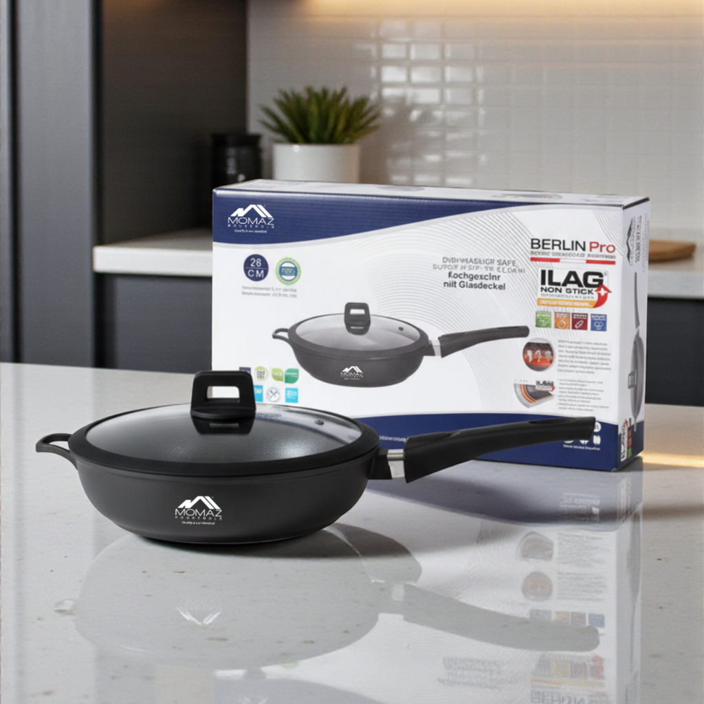 Momaz Berlin Pro Non-Stick Sauté Pan With Glass Lid – 28 Cm