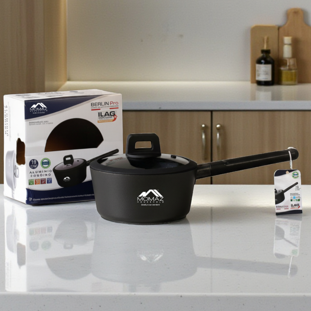 Momaz Berlin Pro Non-Stick Saucepan With Glass Lid – 18 Cm