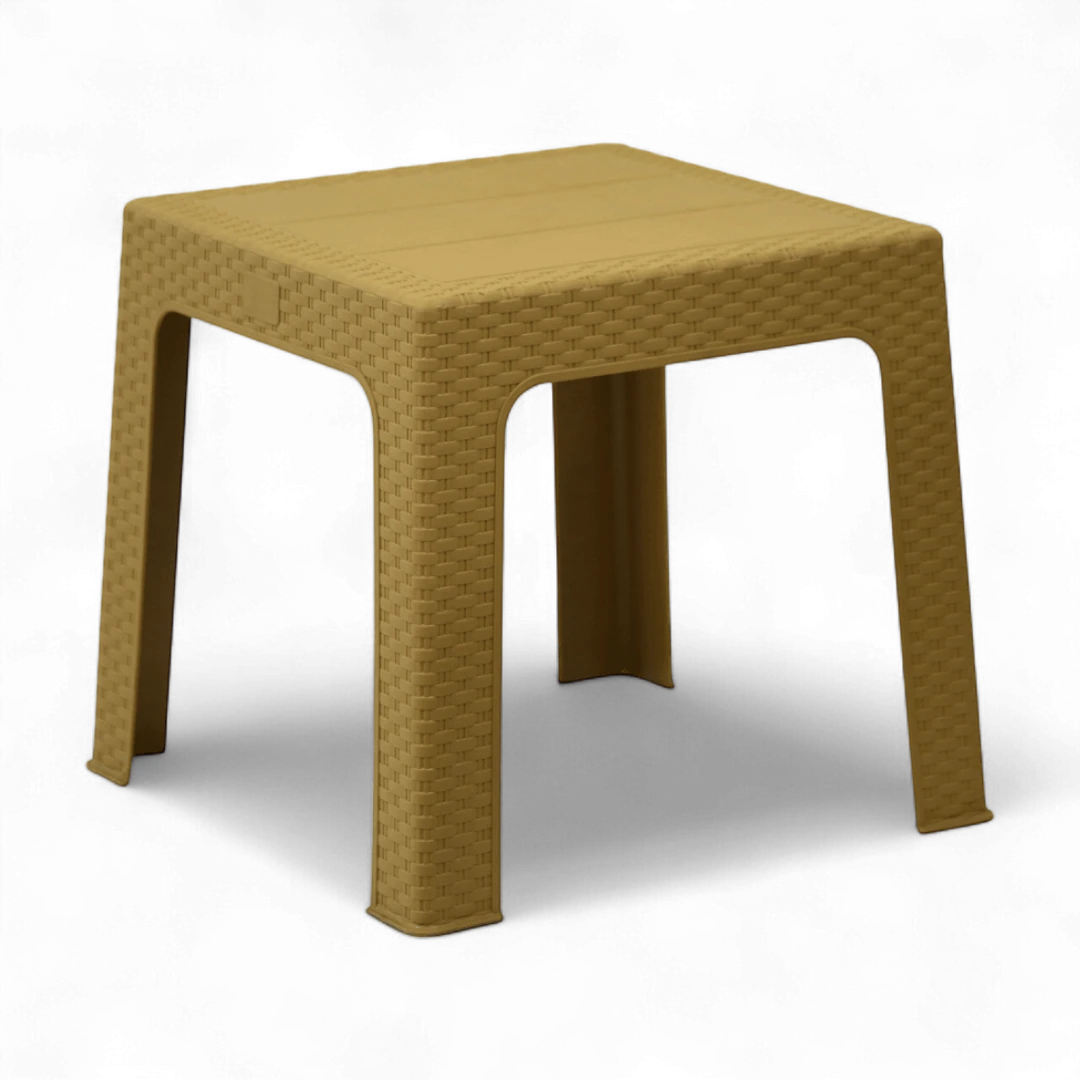 3M Plast Rattan Plastic Square Table - Beige