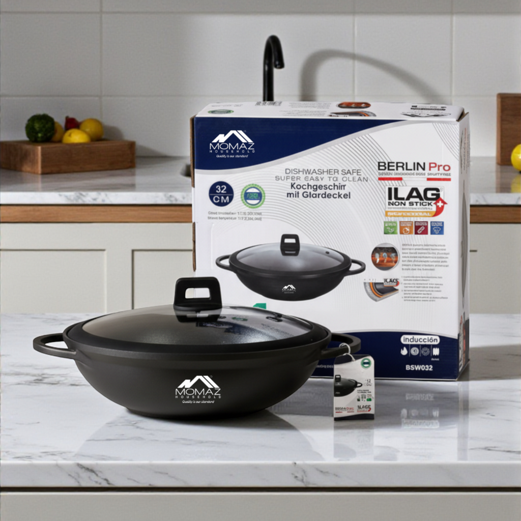 Momaz Berlin Pro Non-Stick Casserole With Glass Lid – 32 Cm