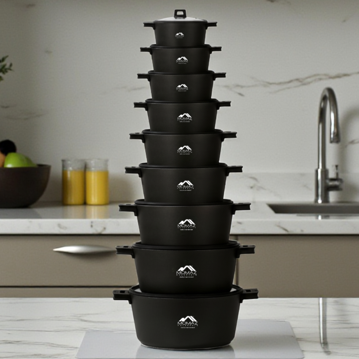 Momaz Berlin Pro Non-Stick Casserole Set With Glass Lids – Multiple Sizes