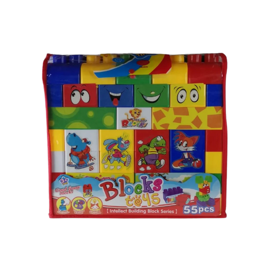 55 Piece Colorful Building Blocks Set for Kids