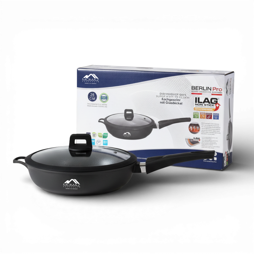 Momaz Berlin Pro Non-Stick Sauté Pan With Glass Lid – 28 Cm