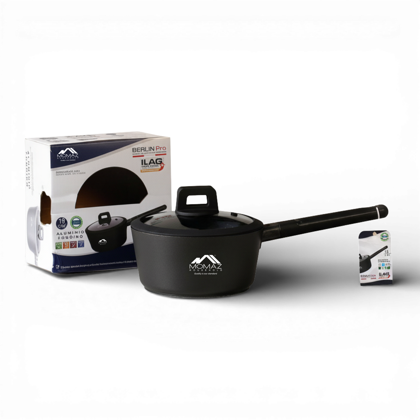 Momaz Berlin Pro Non-Stick Saucepan With Glass Lid – 18 Cm