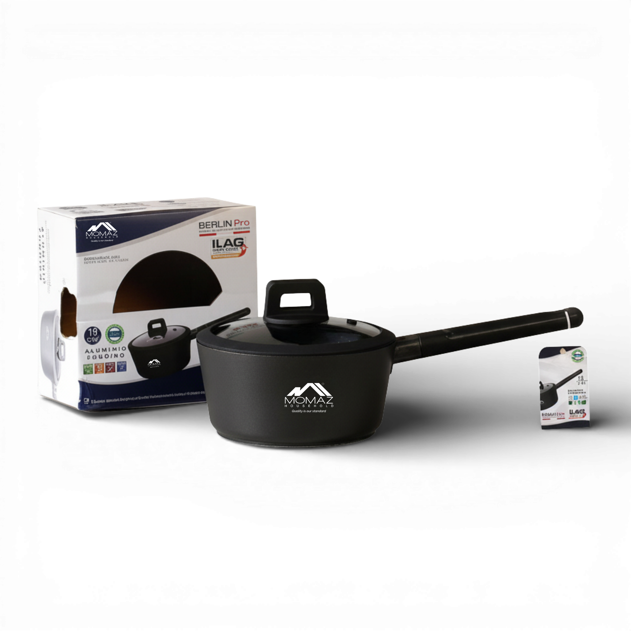 Momaz Berlin Pro Non-Stick Saucepan With Glass Lid – 18 Cm