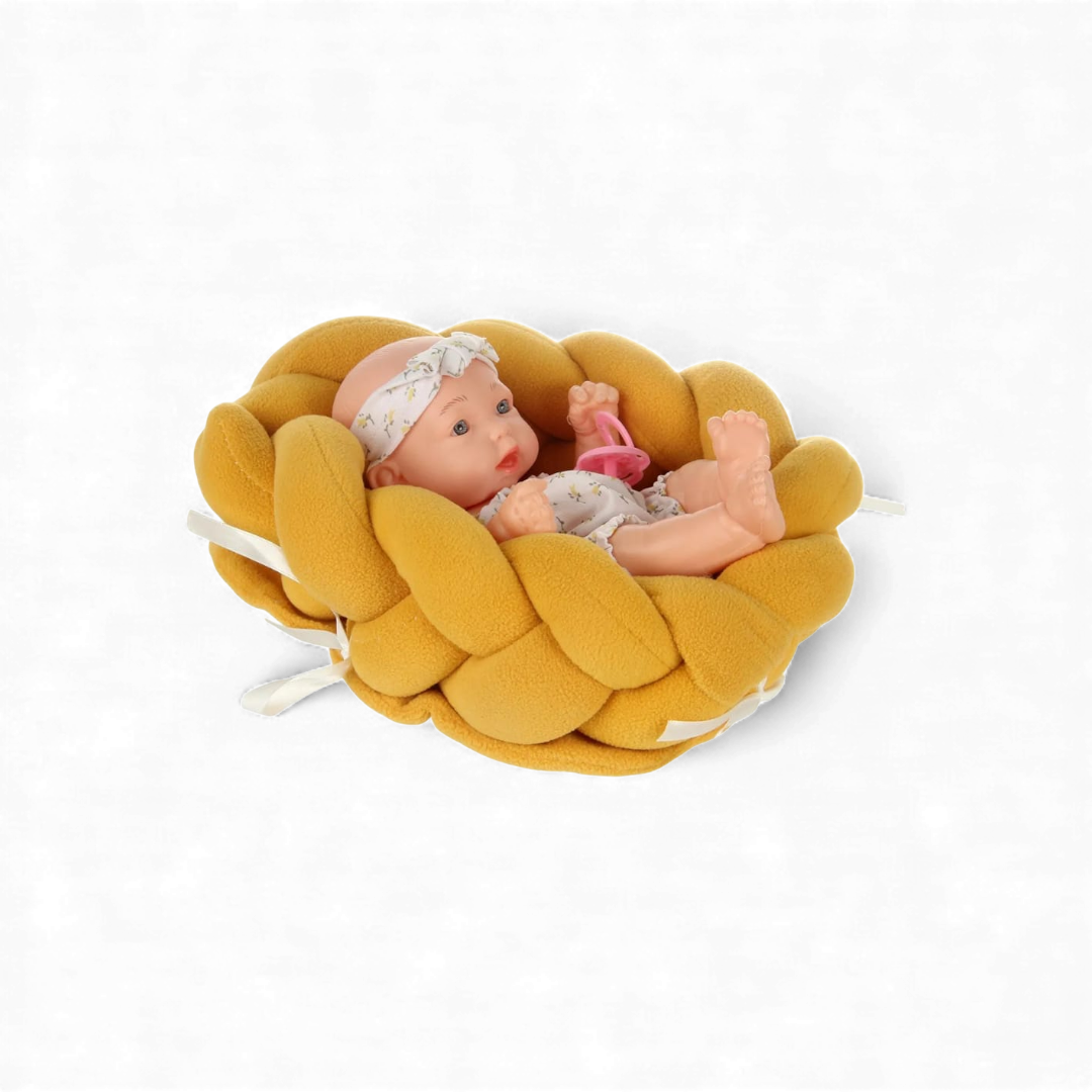 Baby Doll with Soft Braided Bed