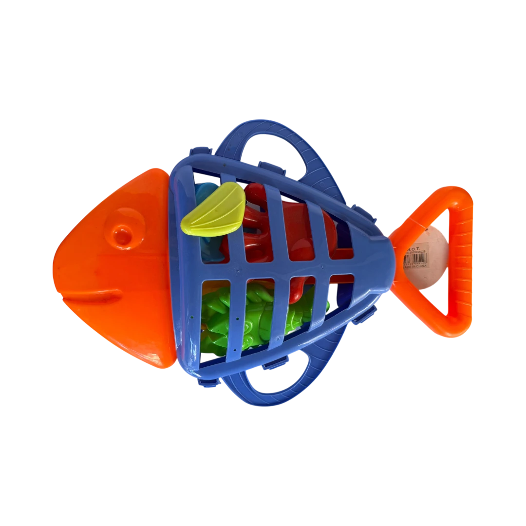Kids Fish-Shaped Beach Toy Basket With Sand Toys