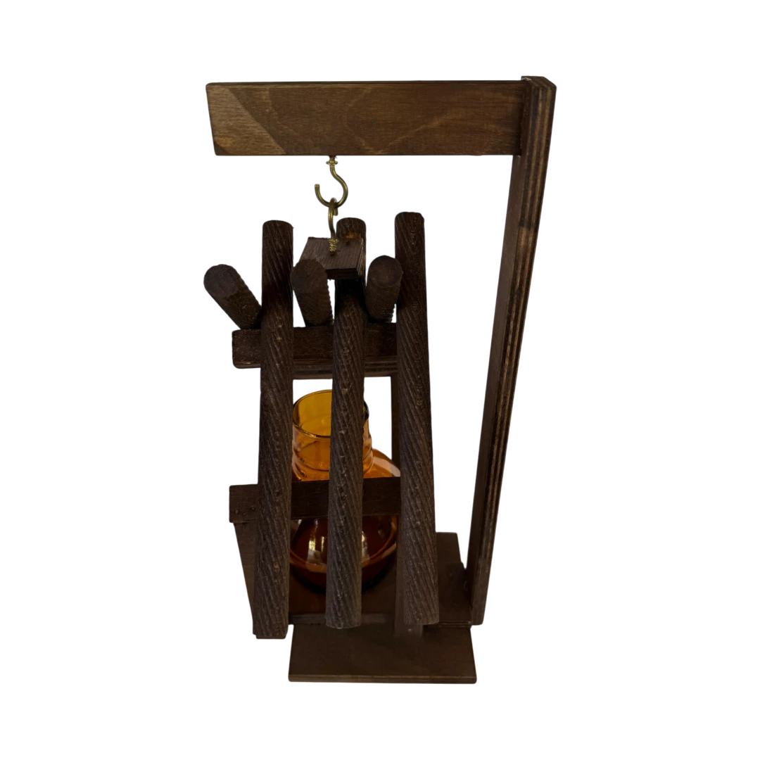 Wooden Lantern with Glass Holder