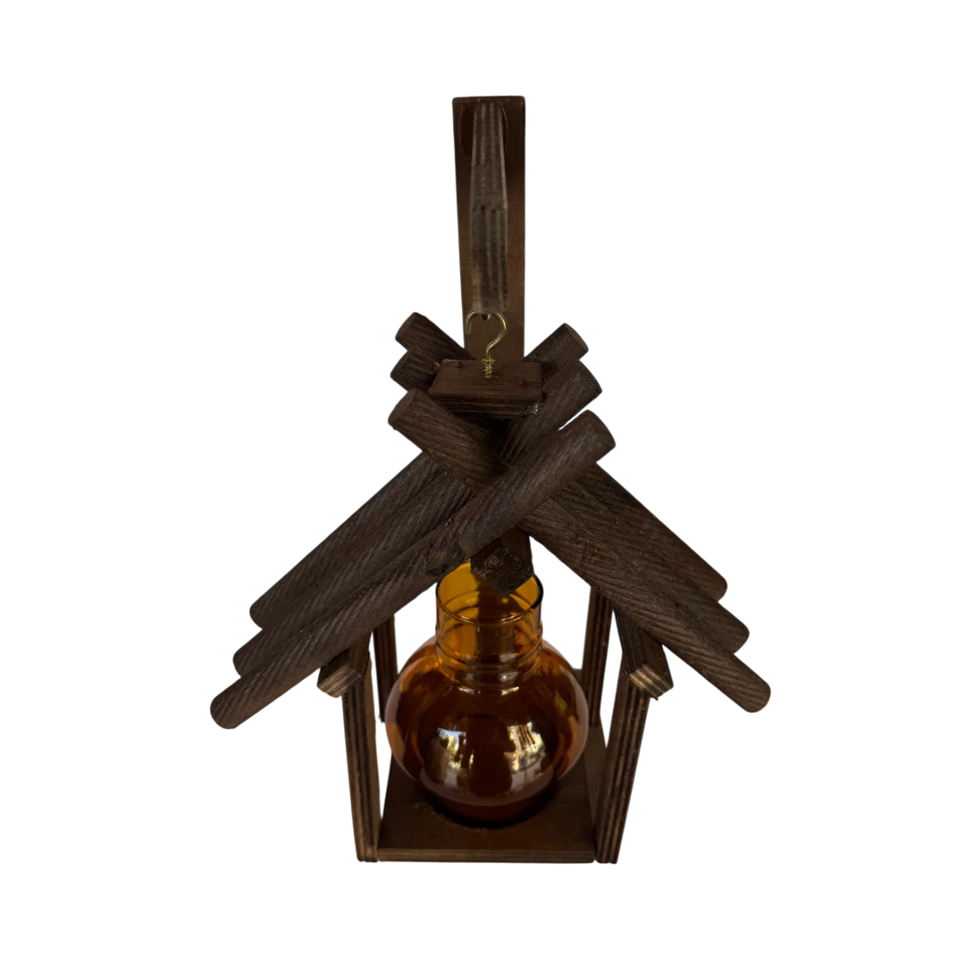 Wooden Lantern with Glass Holder