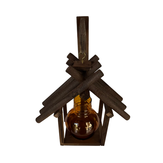 Wooden Lantern with Glass Holder