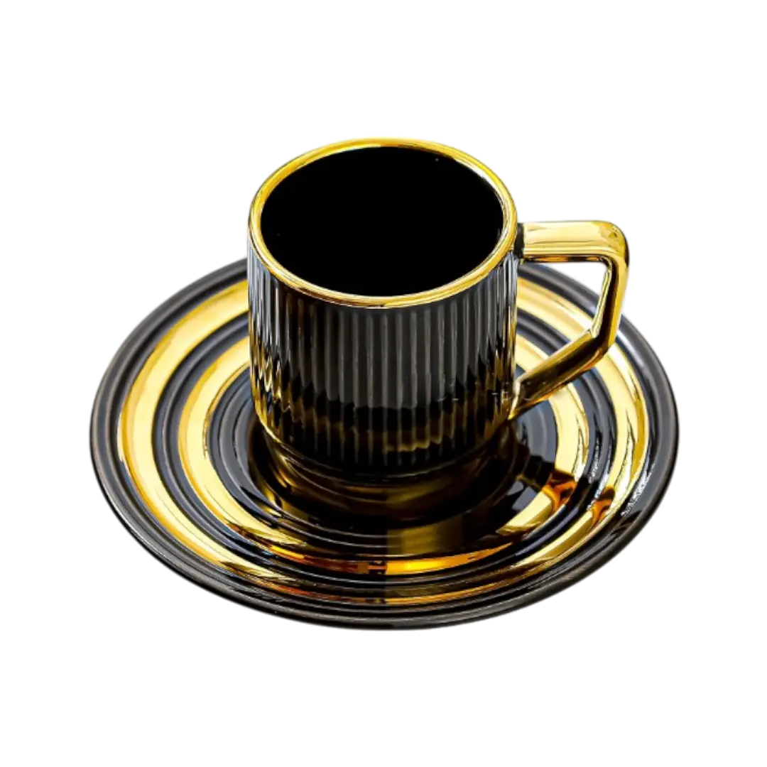 Momaz Black And Gold Coffee Cup Set - 6 Pcs