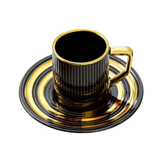 Momaz Black And Gold Coffee Cup Set - 6 Pcs