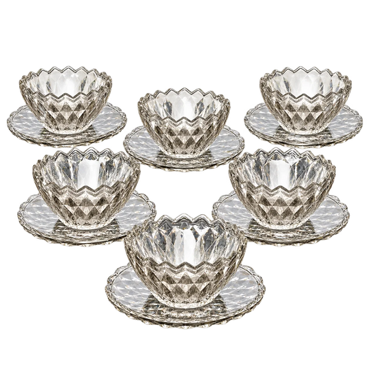 Crystal Glass Dessert Bowl Set - 6 Pcs