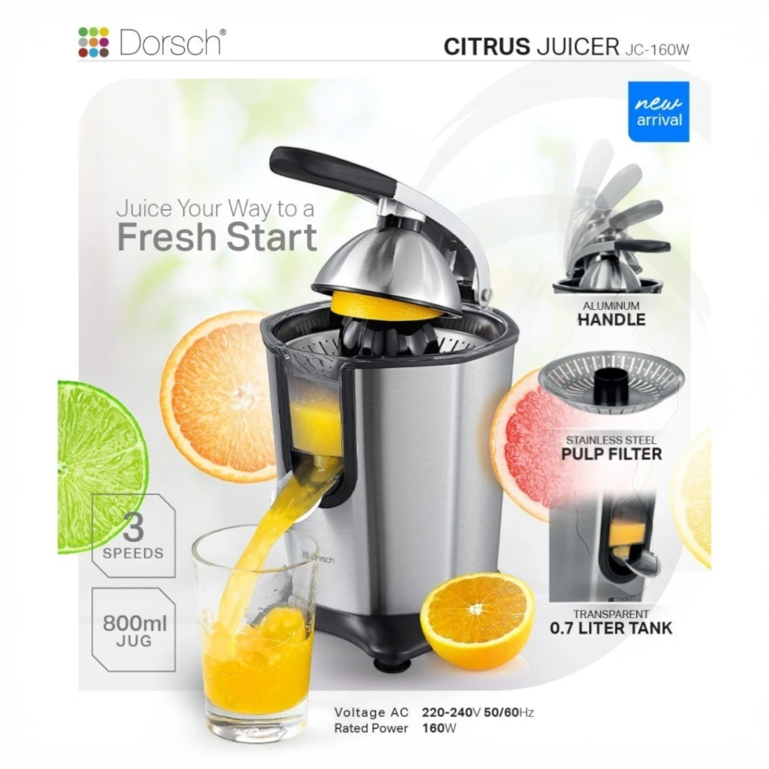 Dorsch Citrus Juicer – 160W – Model DH-07411