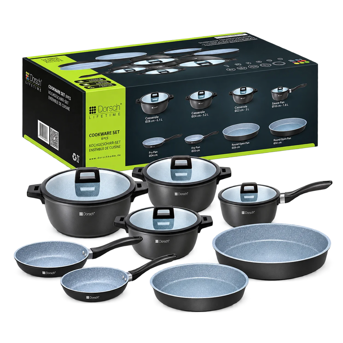 Dorsch Lifetime Cookware Set - 8 Pcs