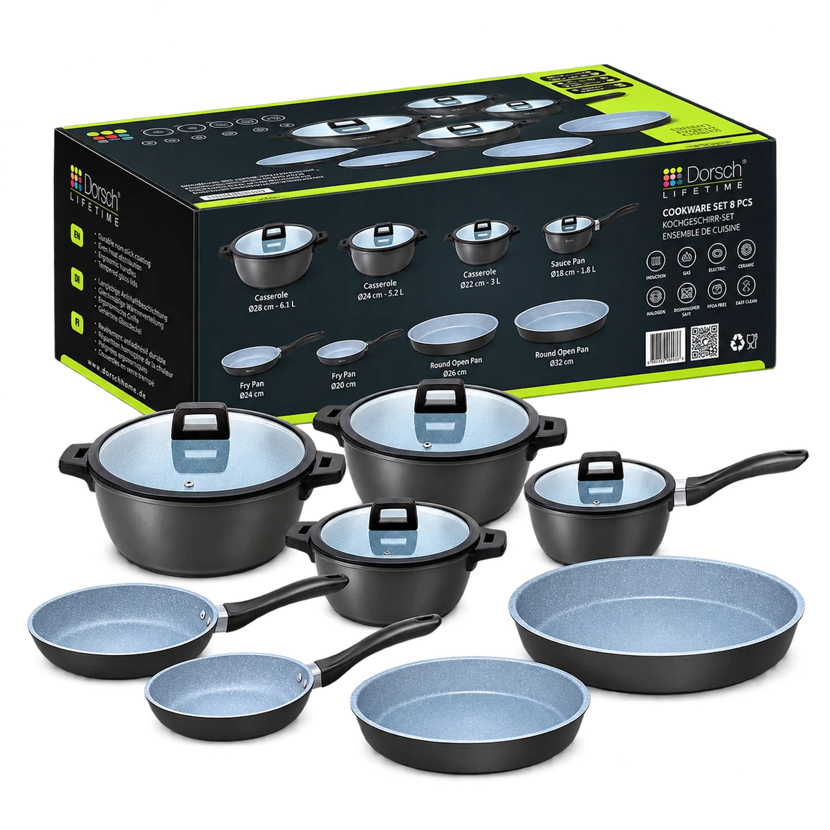 Dorsch Lifetime Cookware Set - 8 Pcs
