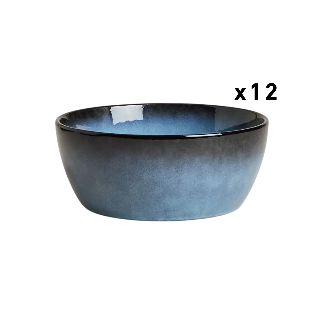 Dosthoff Blue Reactive Glaze Ceramic Side Bowl Pack Of 12Pcs - 2 Sizes