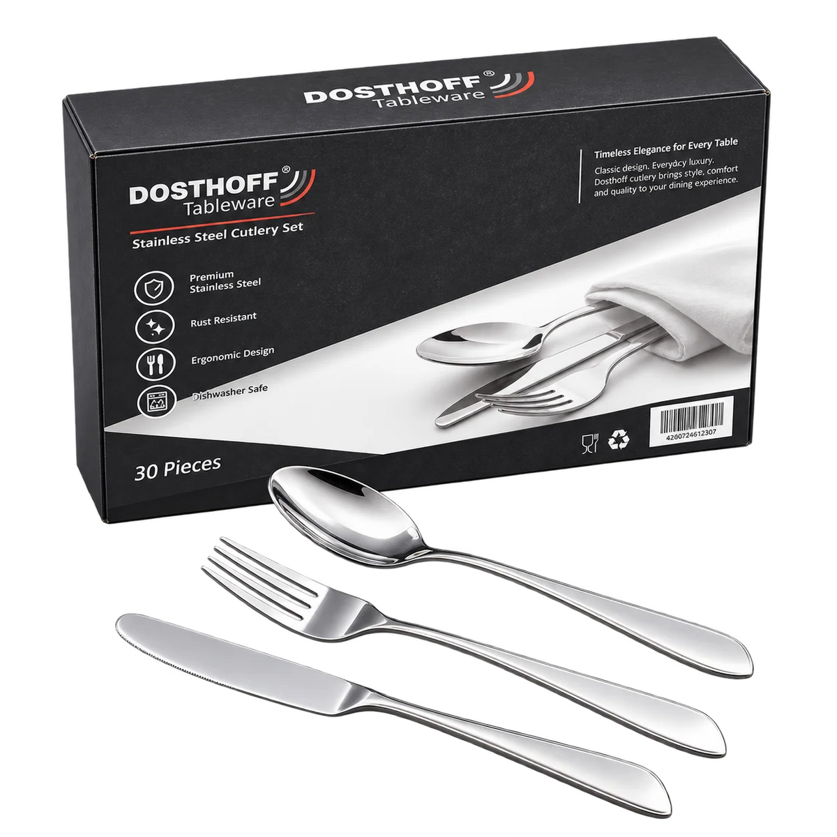 Dosthoff Stainless Steel Cutlery Set - 30 Pieces