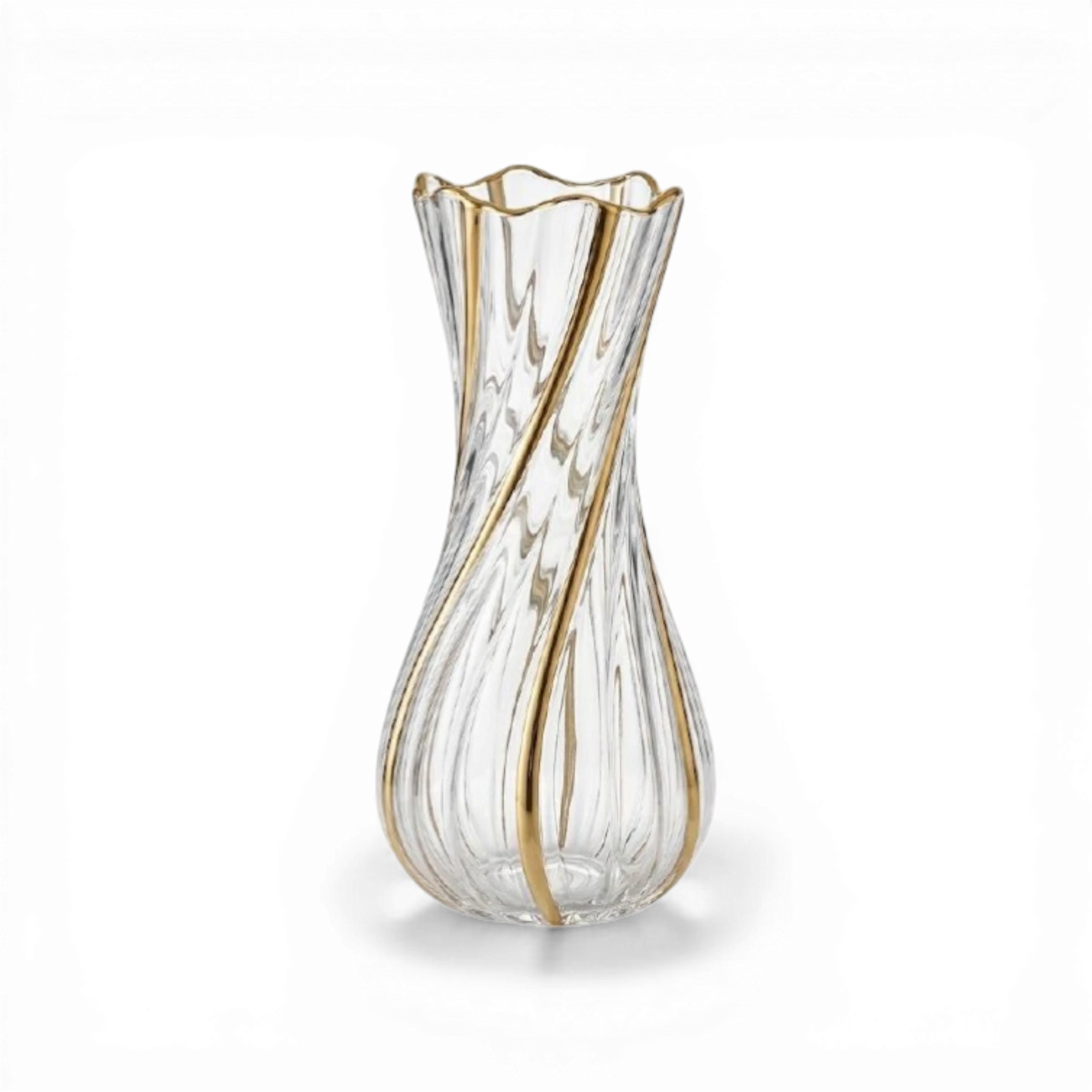 Elegant Glass Vase – Gold Accent – Modern Decorative Design