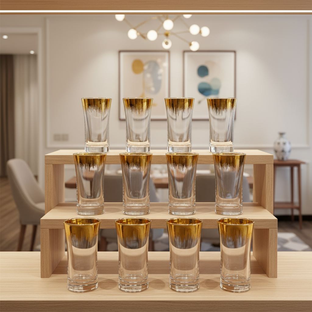 Gold Drip Design Tea Cup Set - 12 Pcs