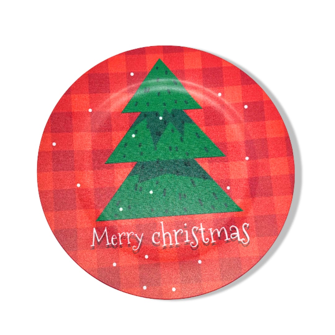 Christmas Round Plate – Tree Design
