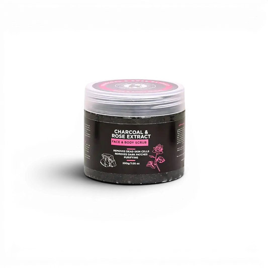 Khan Al Saboun Charcoal & Rose Face & Body Scrub – 200g