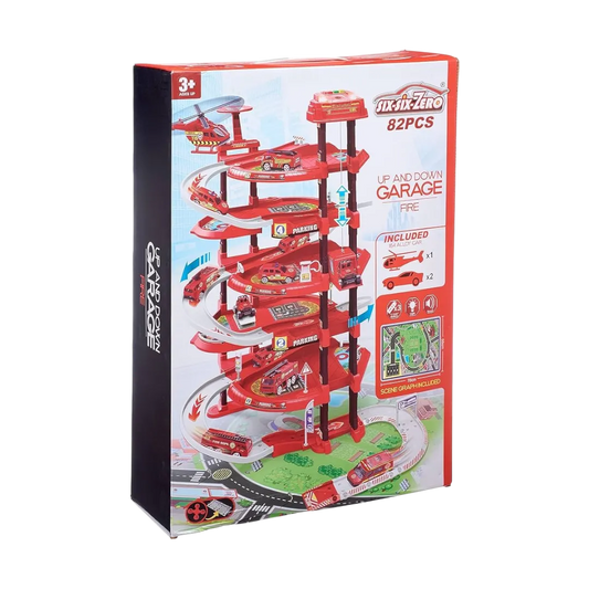 Kidz Corner Up And Down Garage Fire Toy For Kids - 82 Pcs