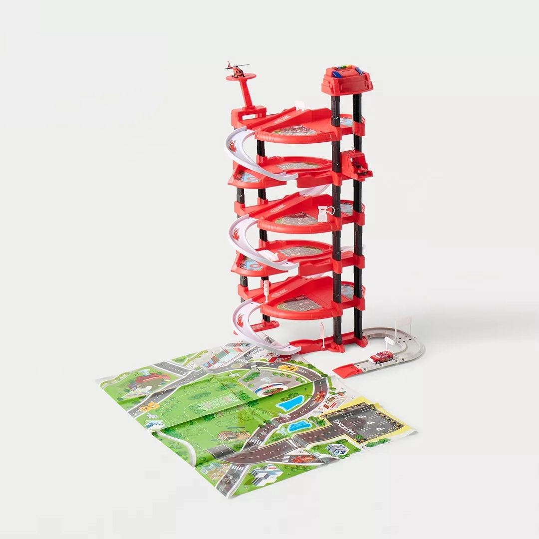 Kidz Corner Up And Down Garage Fire Toy For Kids - 82 Pcs
