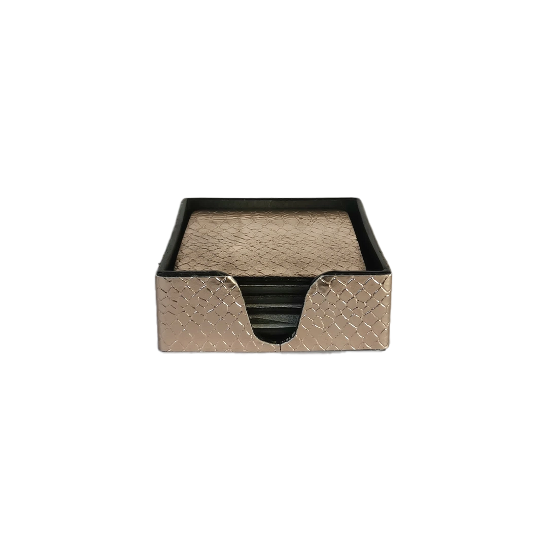 Leather Coaster Set With Holder - 4 Colors - 6 Pcs/Set