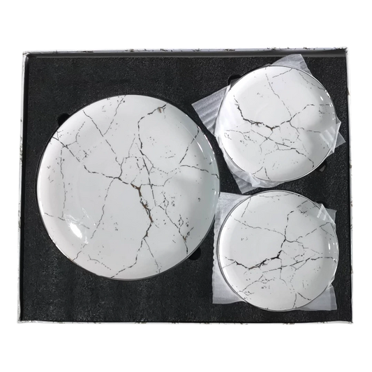 Momaz Marble Ceramic Plate Set 7 Pieces