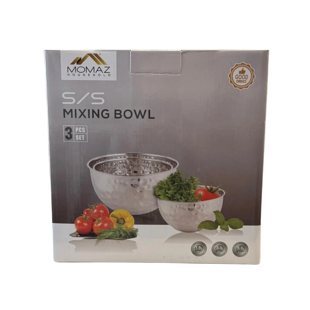 Momaz Stainless Steel Mixing Bowl Set - 3 Pcs