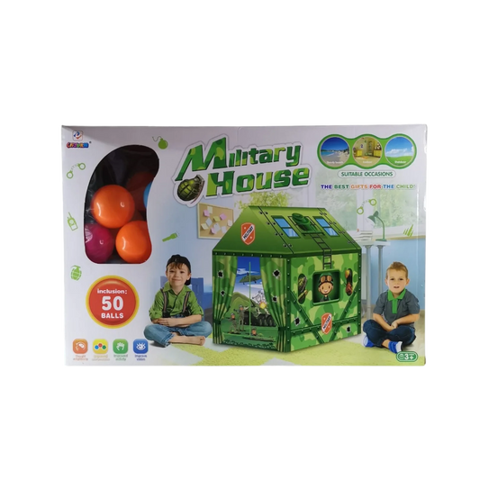 Military House Play Tent with 50 Balls