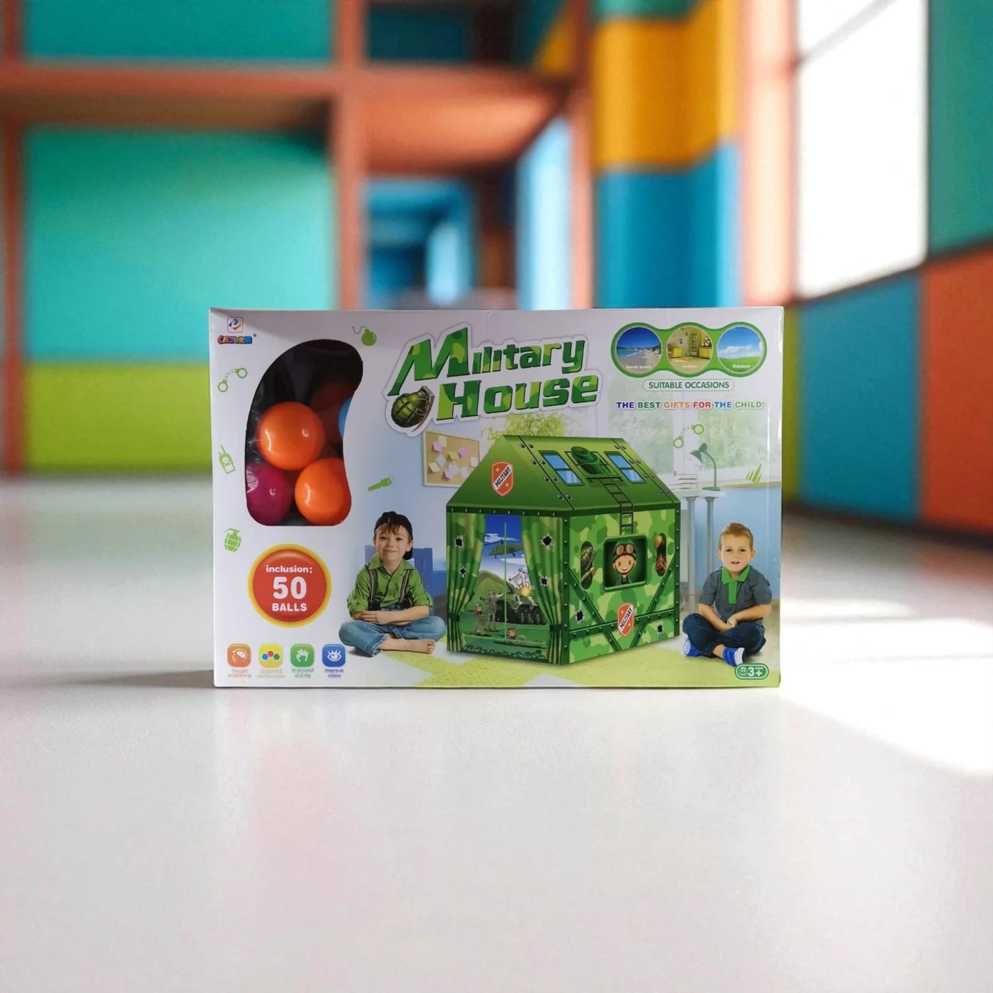 Military House Play Tent with 50 Balls