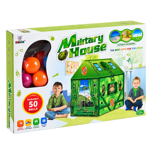 Military House Play Tent with 50 Balls