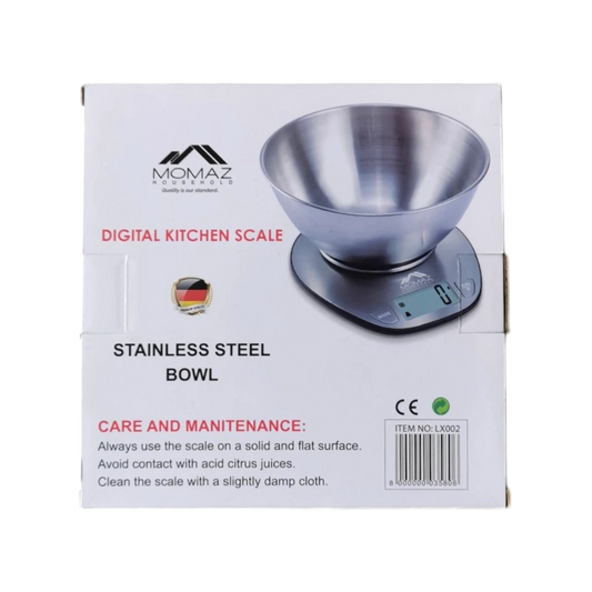 Momaz Digital Kitchen Scale Stainless Steel Bowl